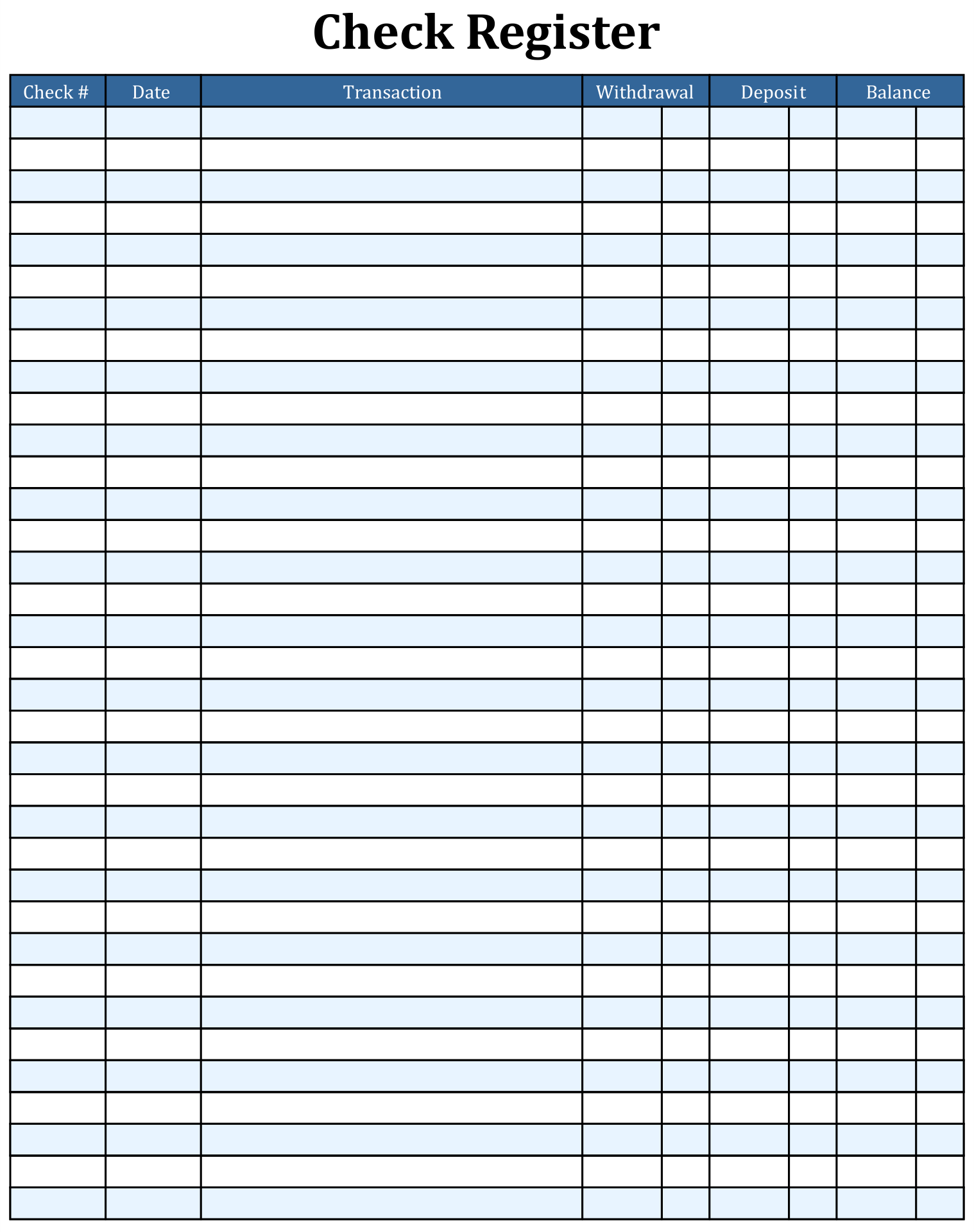 10 Best Check Register Full Page Printable PDF For Free At Printablee 