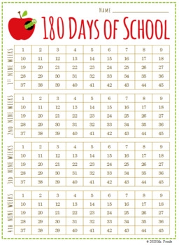 180 Day School Year Calendar Free Printable By Mr Foozle TpT