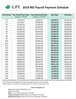 2018 Form WI ILIFE IRIS Payroll Payment Schedule Fill Online Printable 