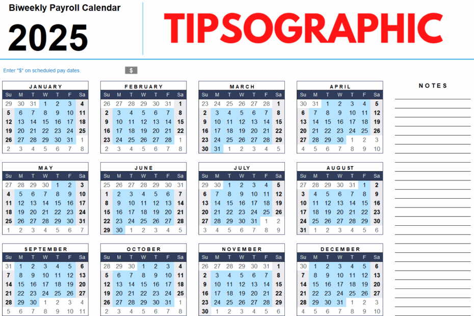 2025 Biweekly Payroll Calendar Printable Zaydah Skye