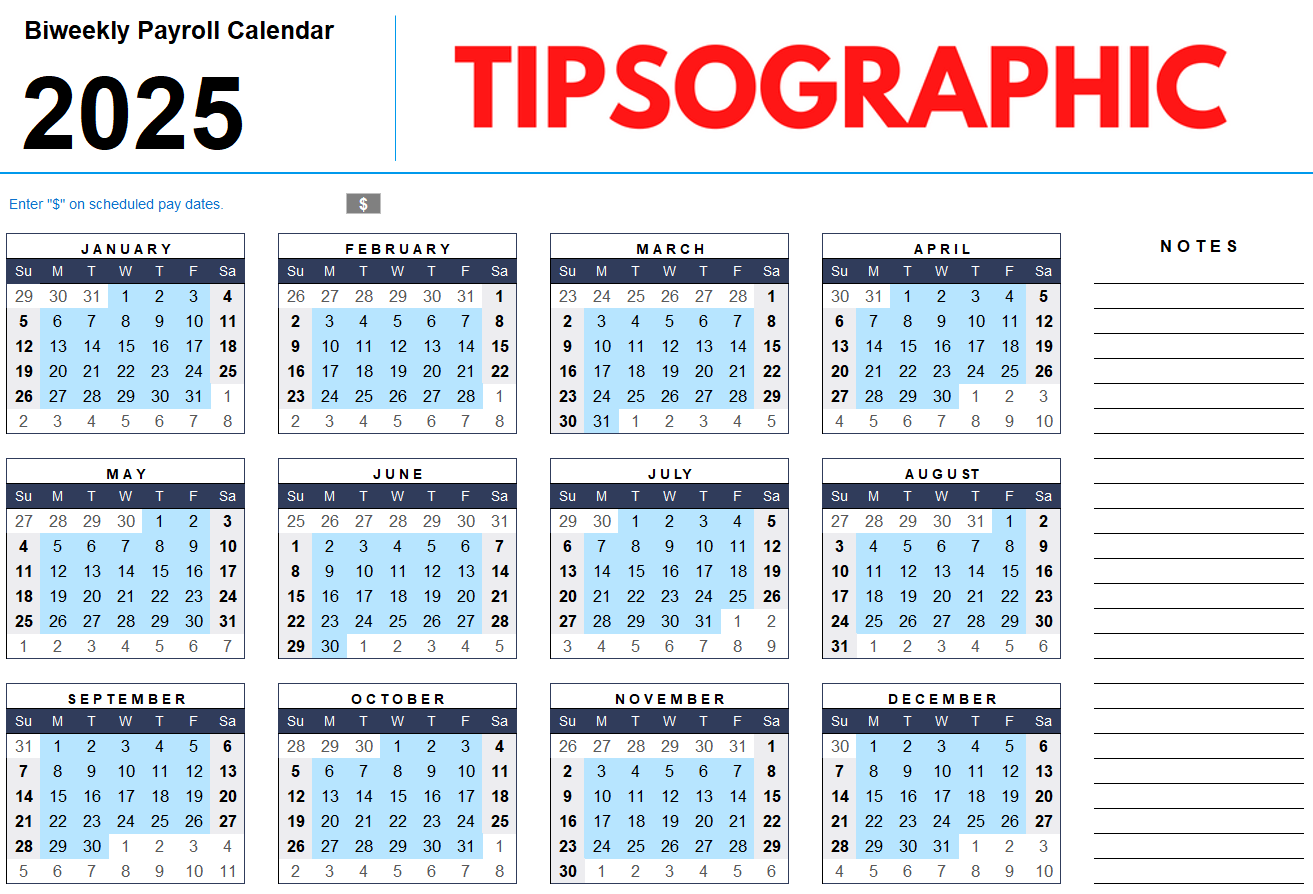 2025 Biweekly Payroll Calendar Printable Zaydah Skye