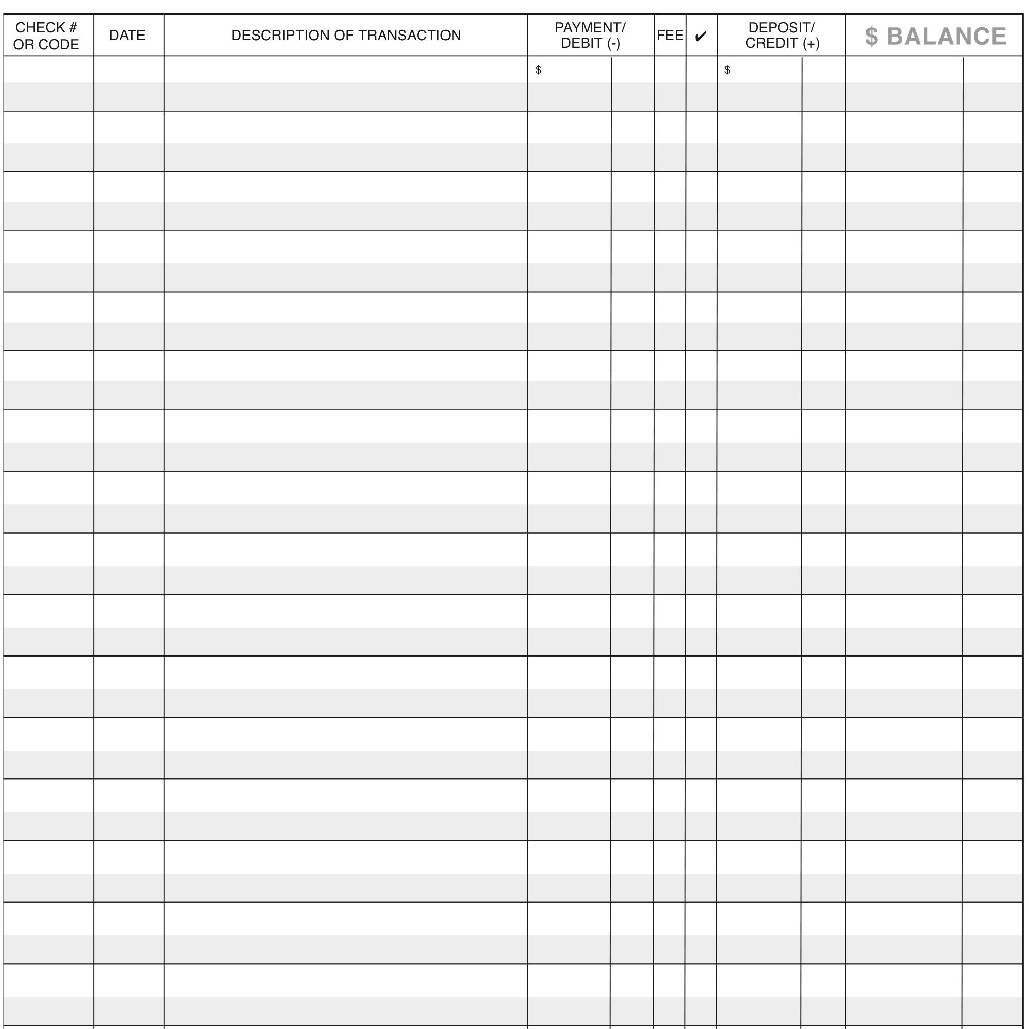 8 1 2 X 11 Check Register Printable