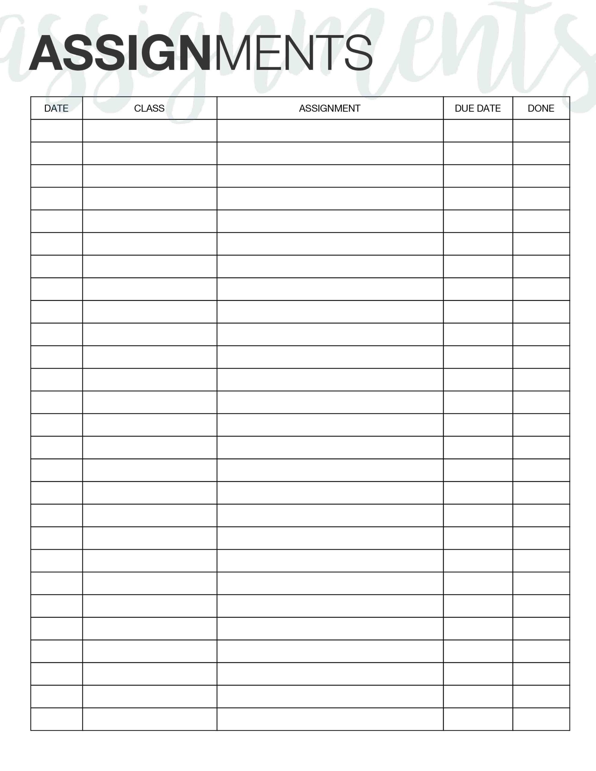 Assignment Tracker Here 39 s A Simple FREE Printable That You Can Use To 