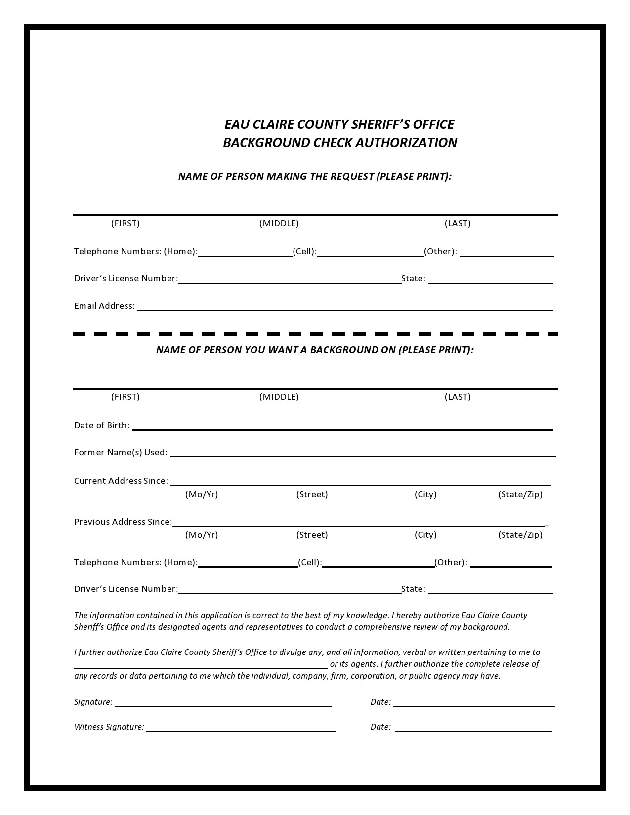 Background Check Authorization Form Printable Printable Forms Free Online