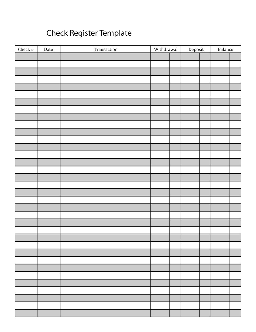 Blank Check Register Printable