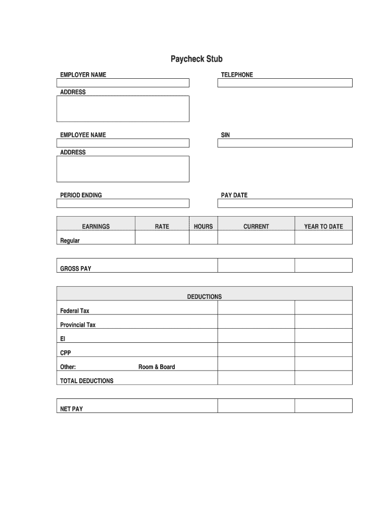 Blank Check Stub Template Printable Form Templates And Letter