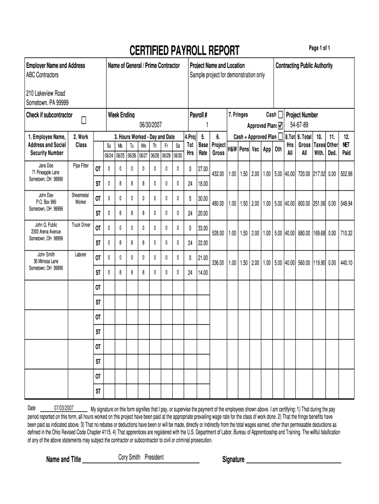 Certified Payroll Form 2023 Printable Forms Free Online