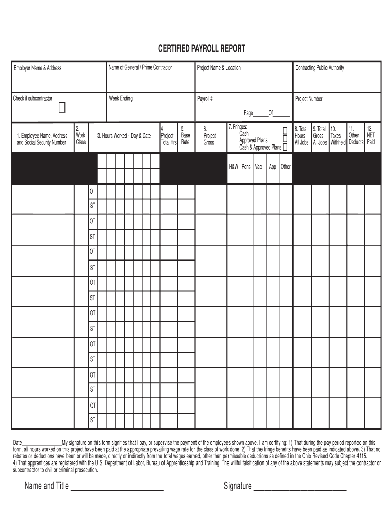 Certified Payroll Form Fillable Pdf Printable Forms Free Online