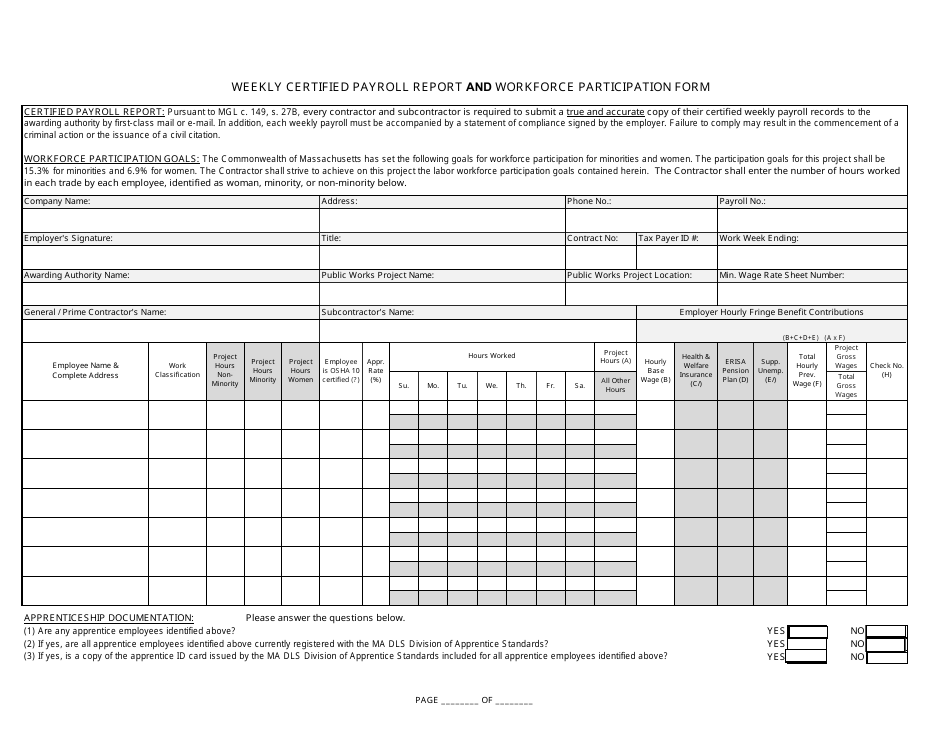 Certified Payroll Form Fillable Printable Forms Free Online