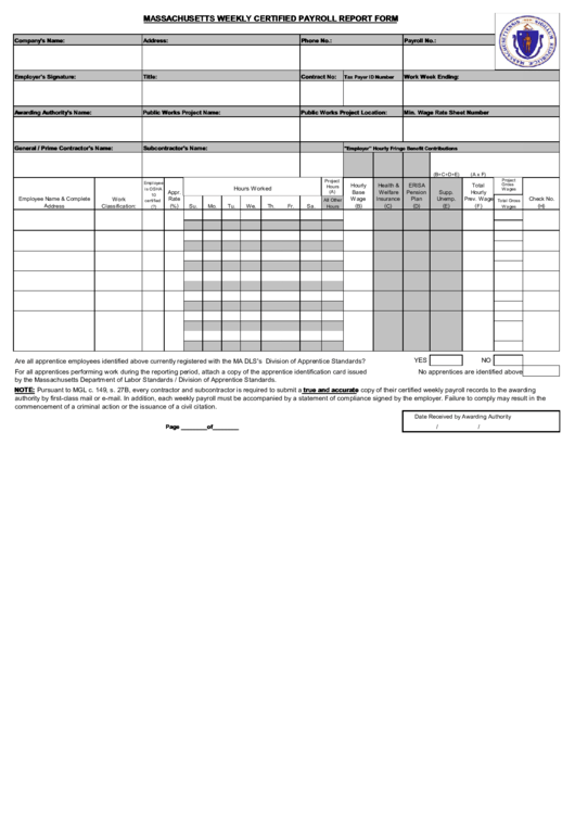 Certified Payroll Form Fillable Printable Forms Free Online