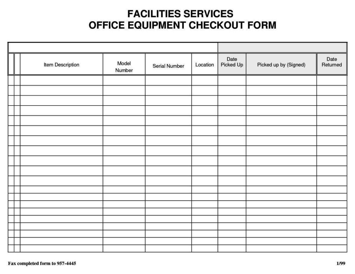 Check In Check Out Sheet Template