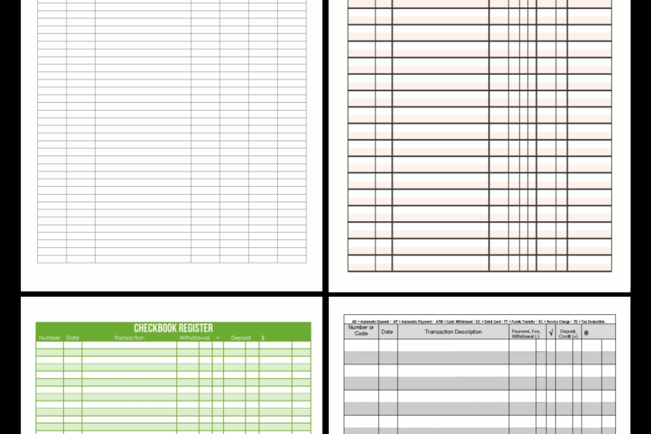 Check Register Full Page Printable In Four Colors And Sizes