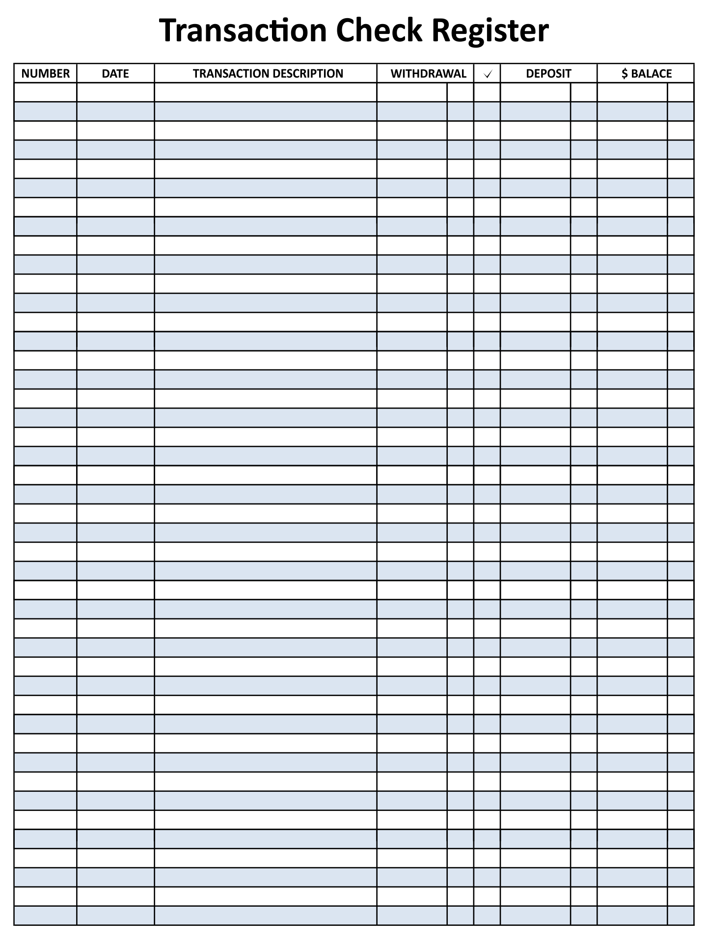 Check Register Full Page Printable Pdf Free