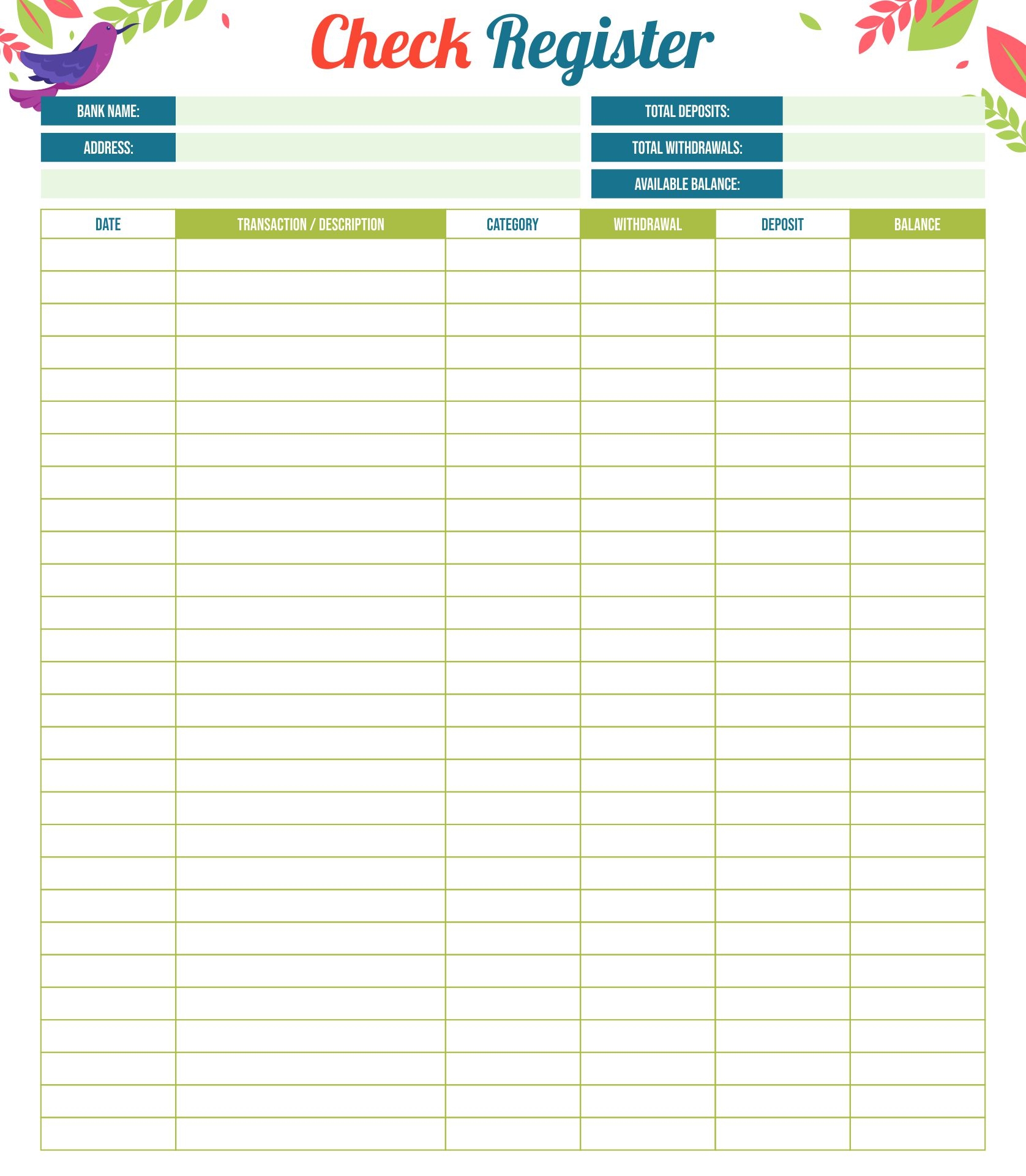 Check Register Full Size 7 Free PDF Printables Printablee