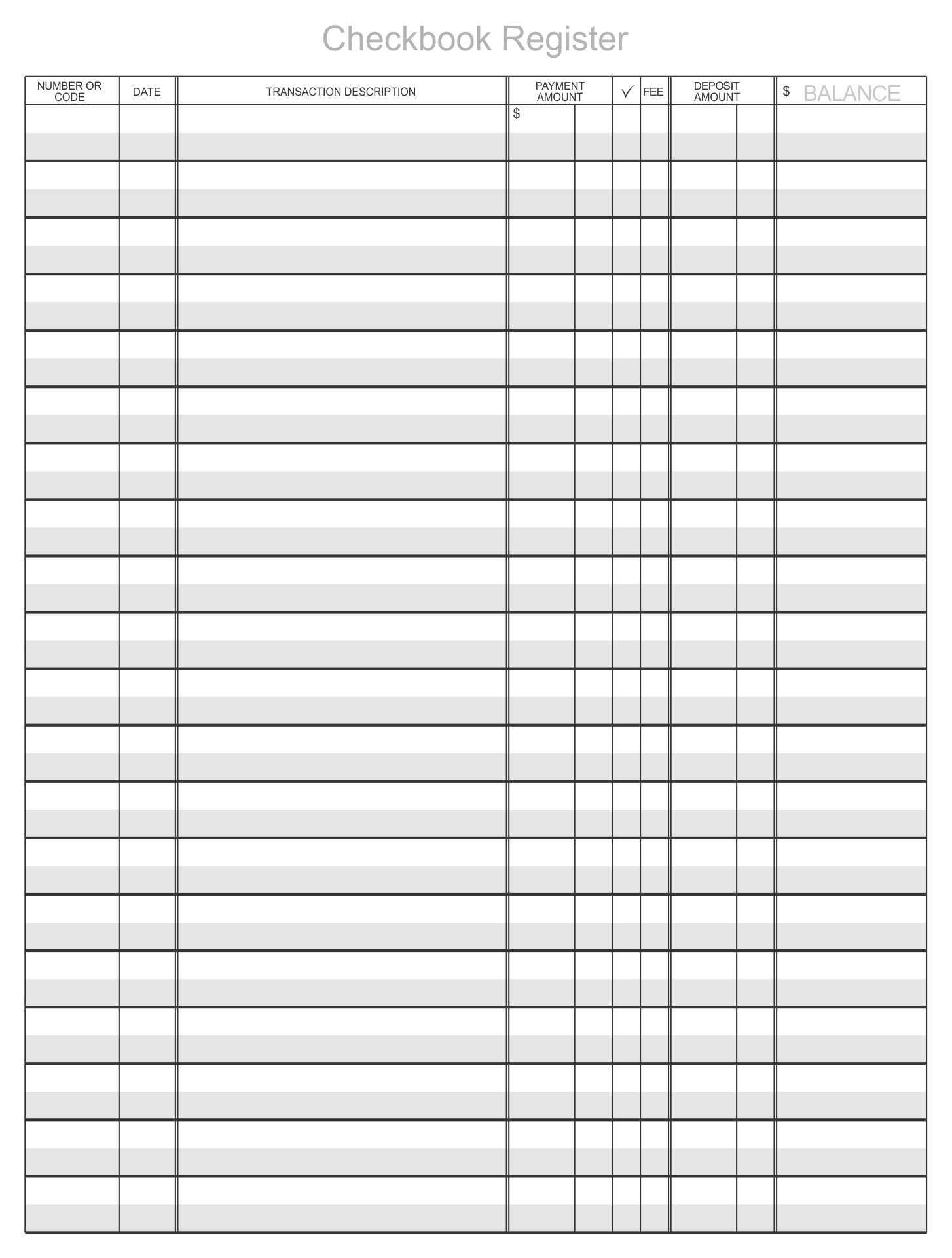 Checkbook Register 10 Free PDF Printables Printablee