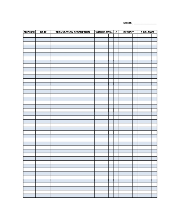 Checkbook Size Check Register Printable Fill In Assenine