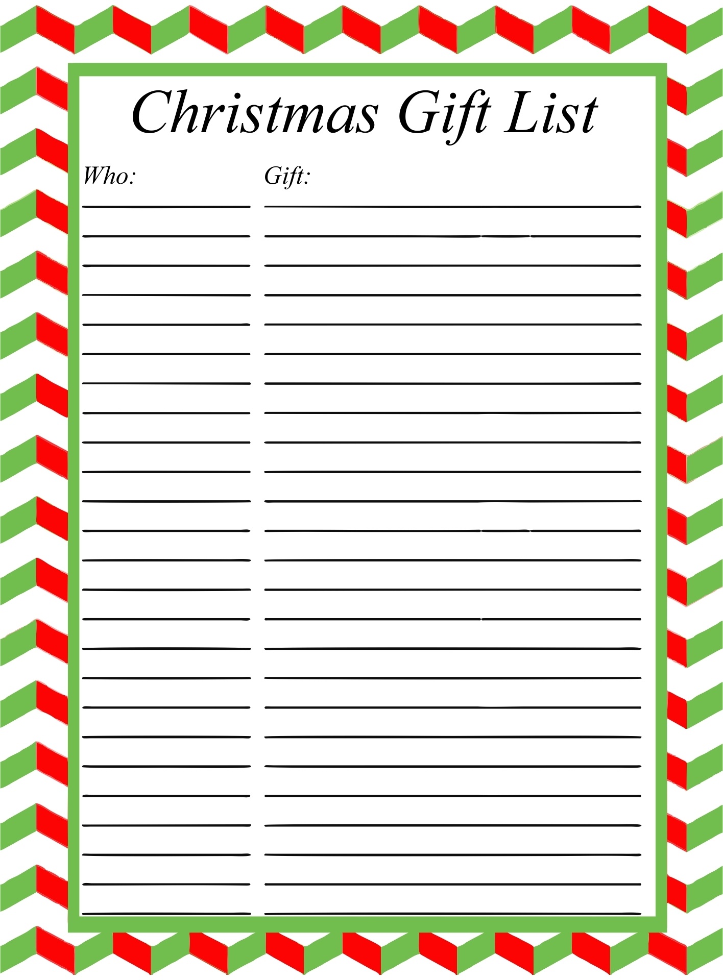Christmas Gift Printable List