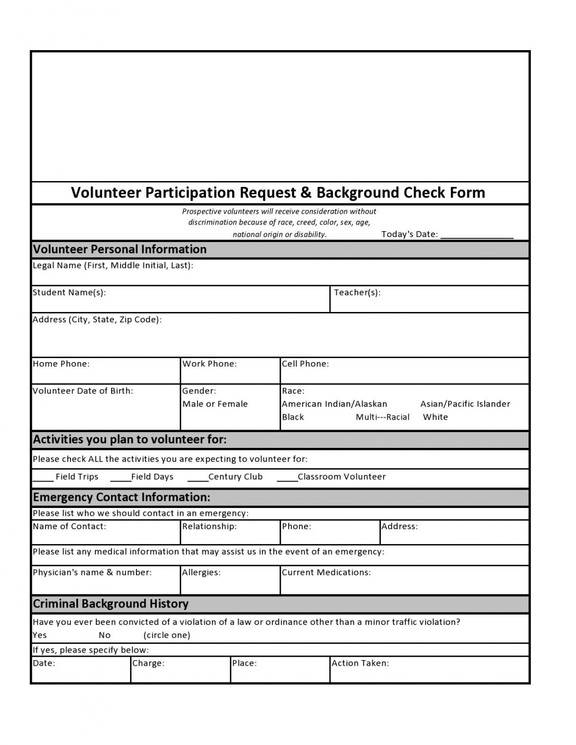 Criminal Background Check Consent Form Template