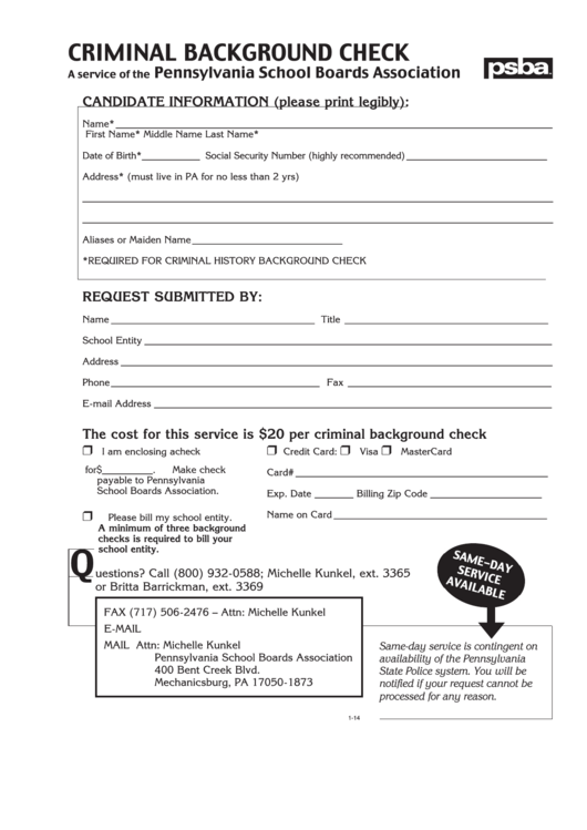 Criminal Background Check Printable Pdf Download