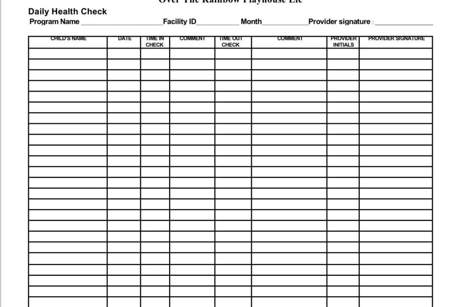 Daycare Health Check Daily Form Etsy