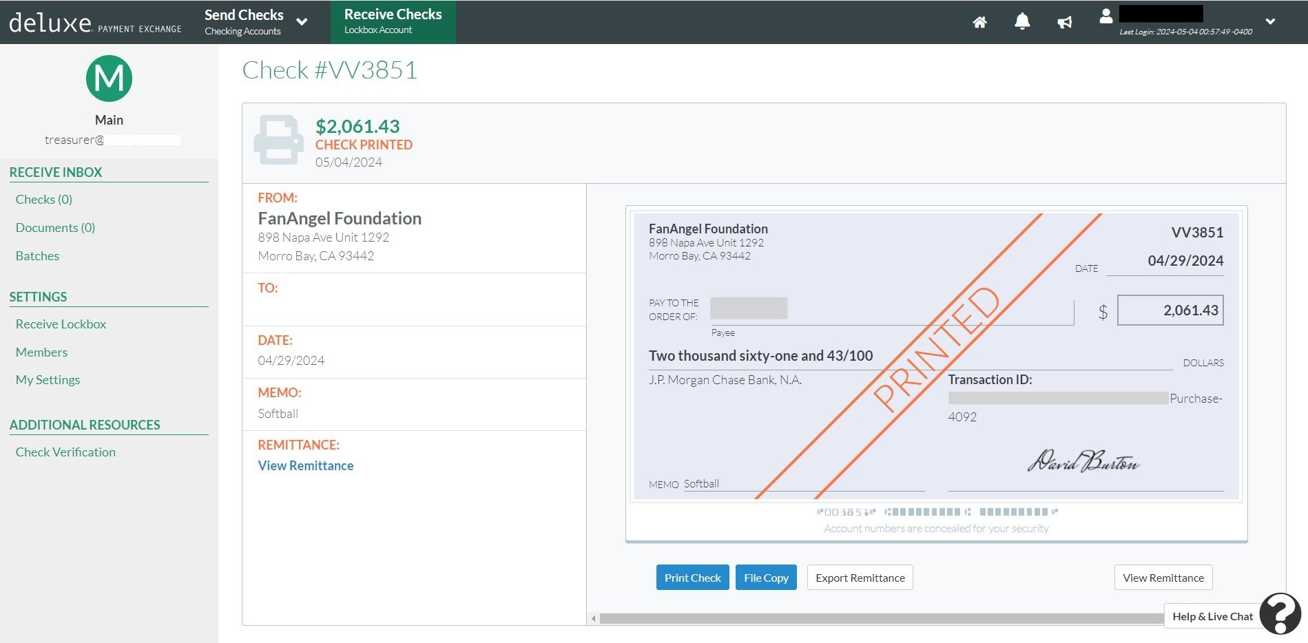 Deluxe Printable Checks FanAngel