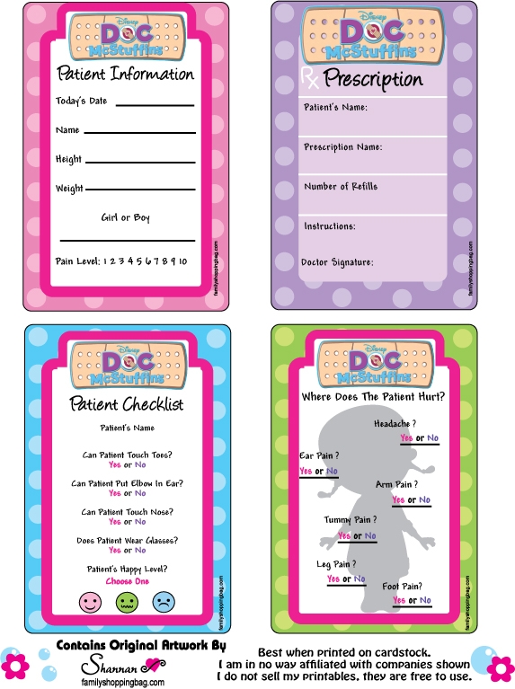 Doc Mcstuffins Printables