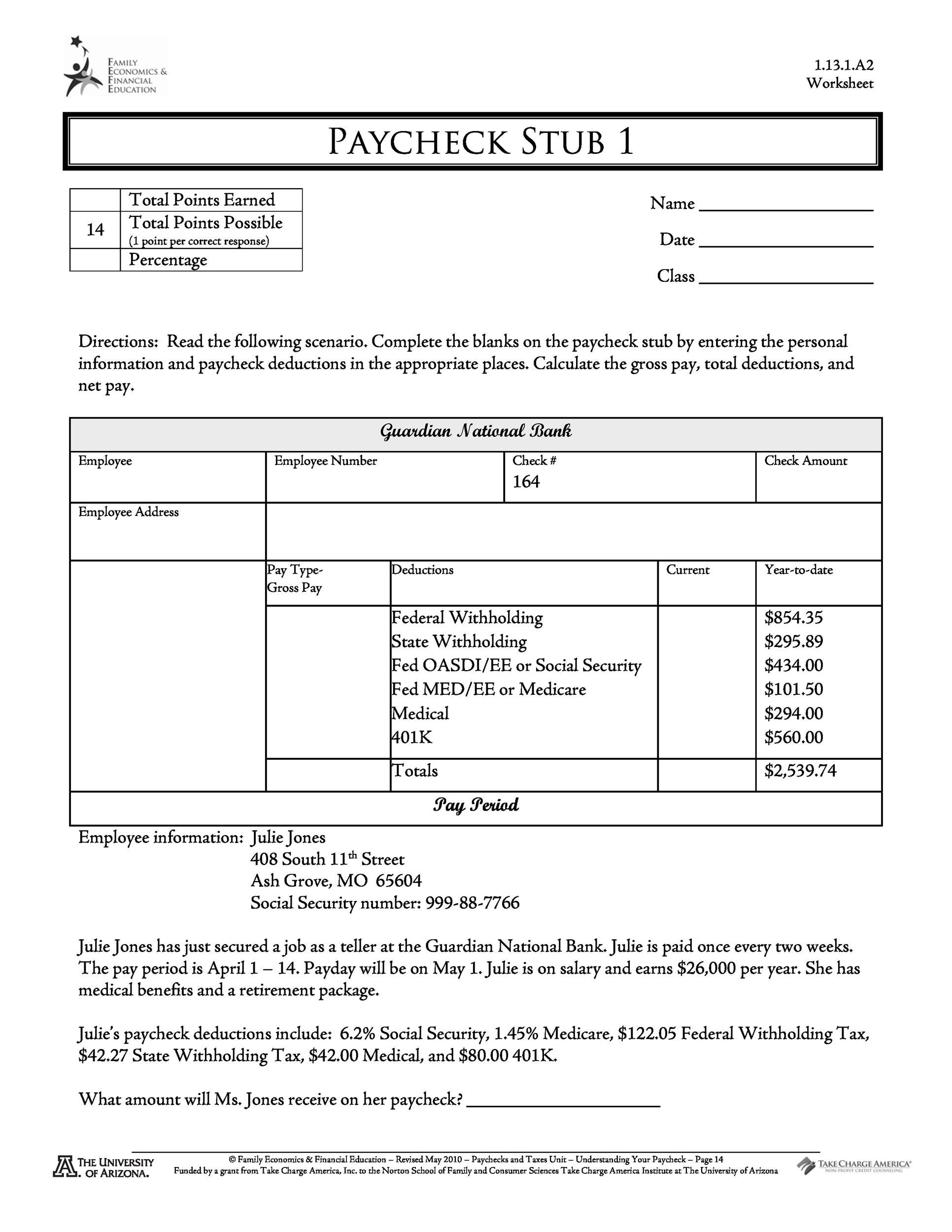 Downloadable Fillable Printable Pay Stub Template Free Eroppa