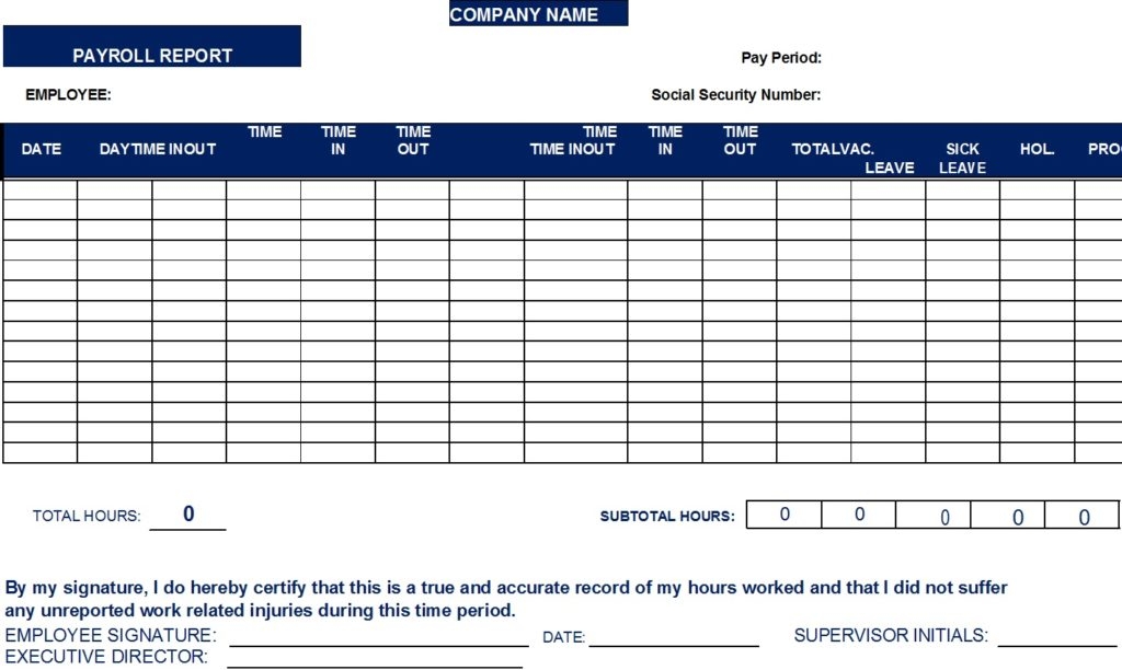 Editable Monthly Payroll Report Templates Archives Free Report Templates