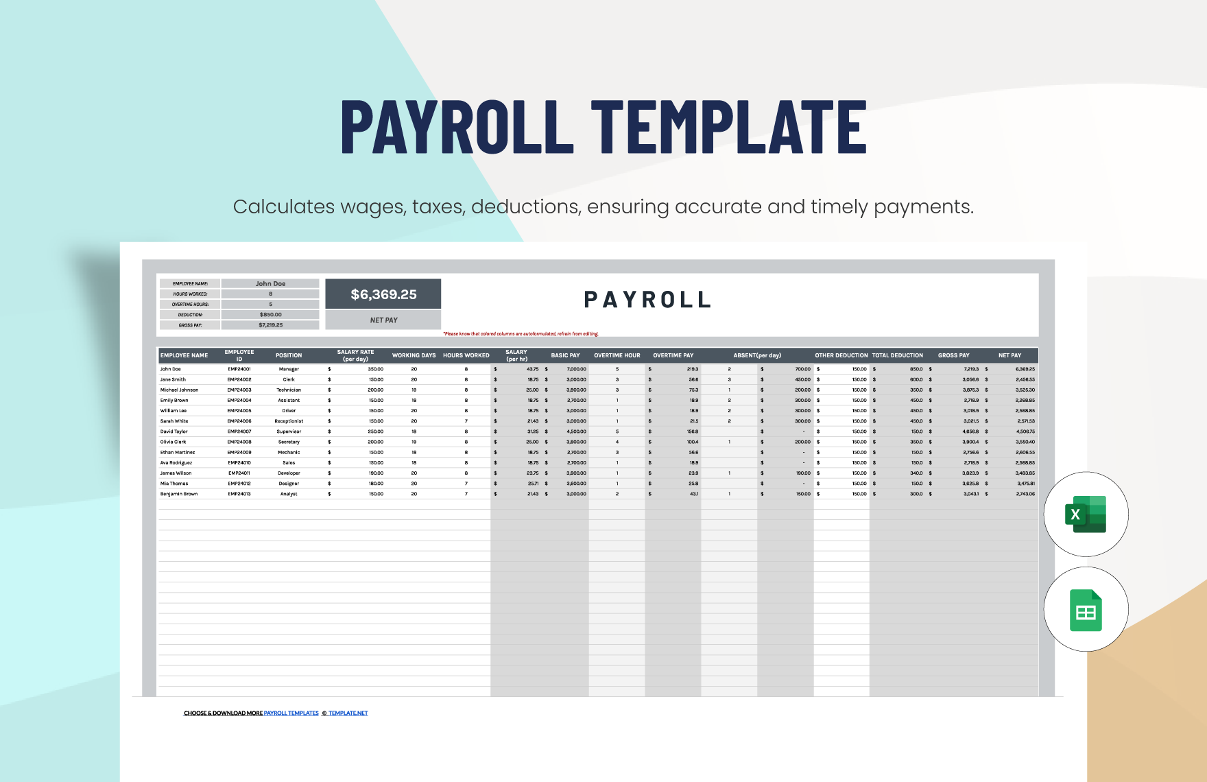 Editable Payroll Templates In Google Sheets To Download