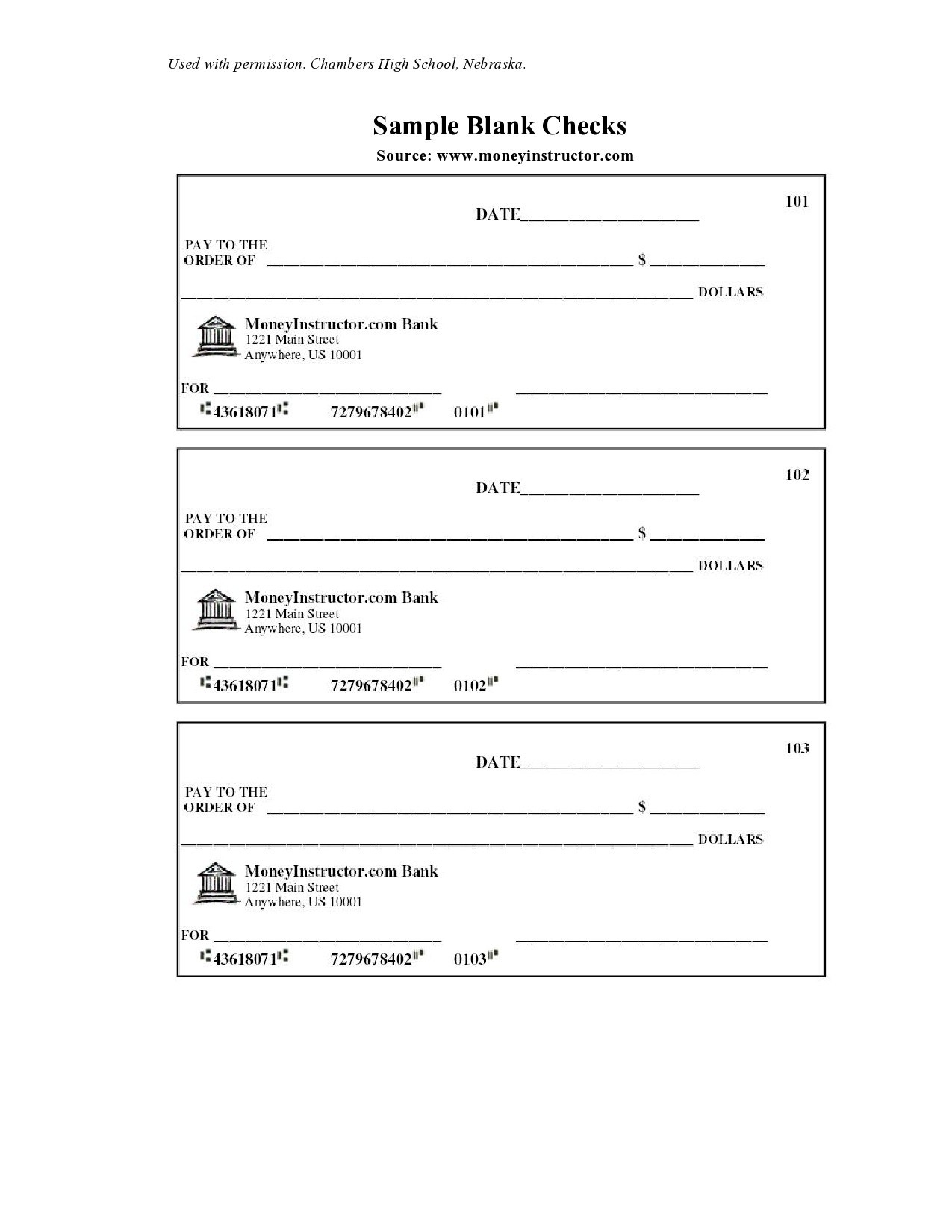 Fake Downloadable Printable Fillable Blank Check Template Printable 