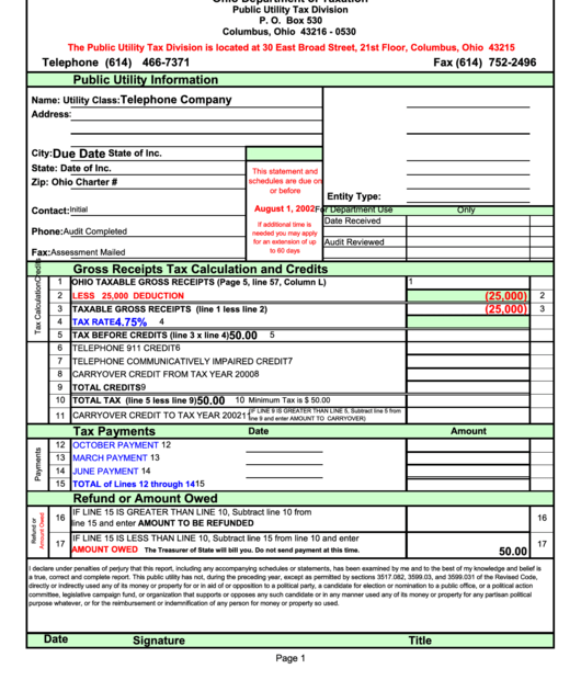 Fillable Gross Receipts And Payroll Tax Form Printable Forms Free Online