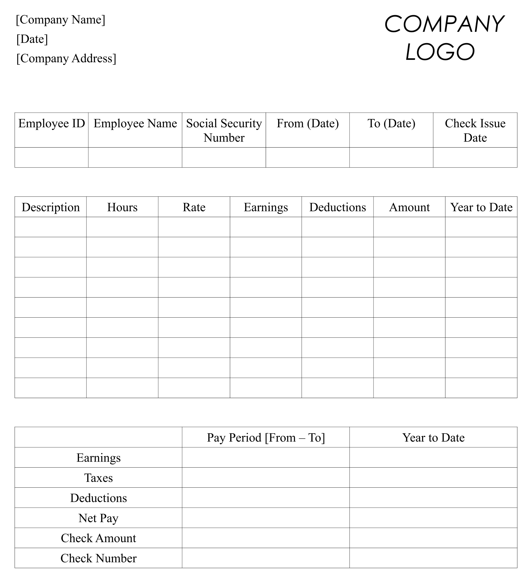 Fillable Pay Stub Forms Printable Forms Free Online
