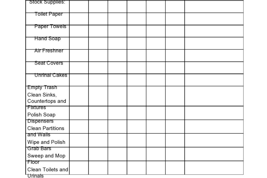 Free Bathroom Cleaning Log Template Printable Templates