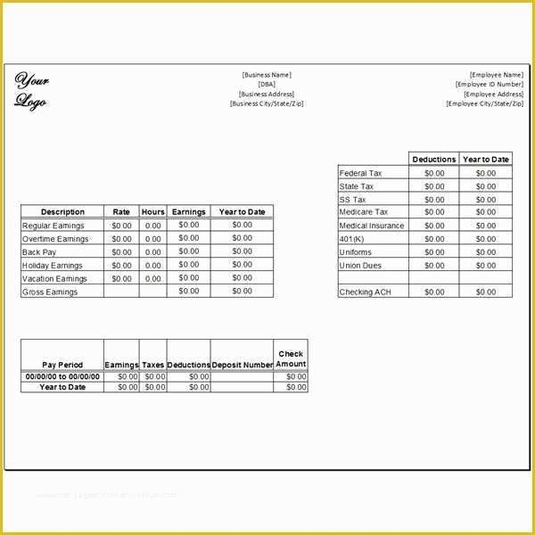 Free Check Stub Template Printables Of Download A Free Pay Stub 