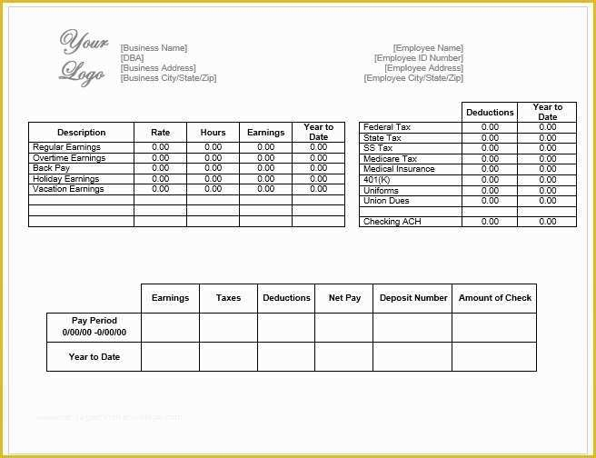 Free Check Stub Template Printables Of Paycheck Stub Template 