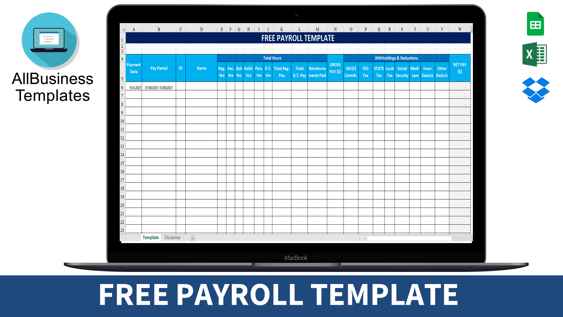 Free Payroll Template Google Sheets Printable Word Searches