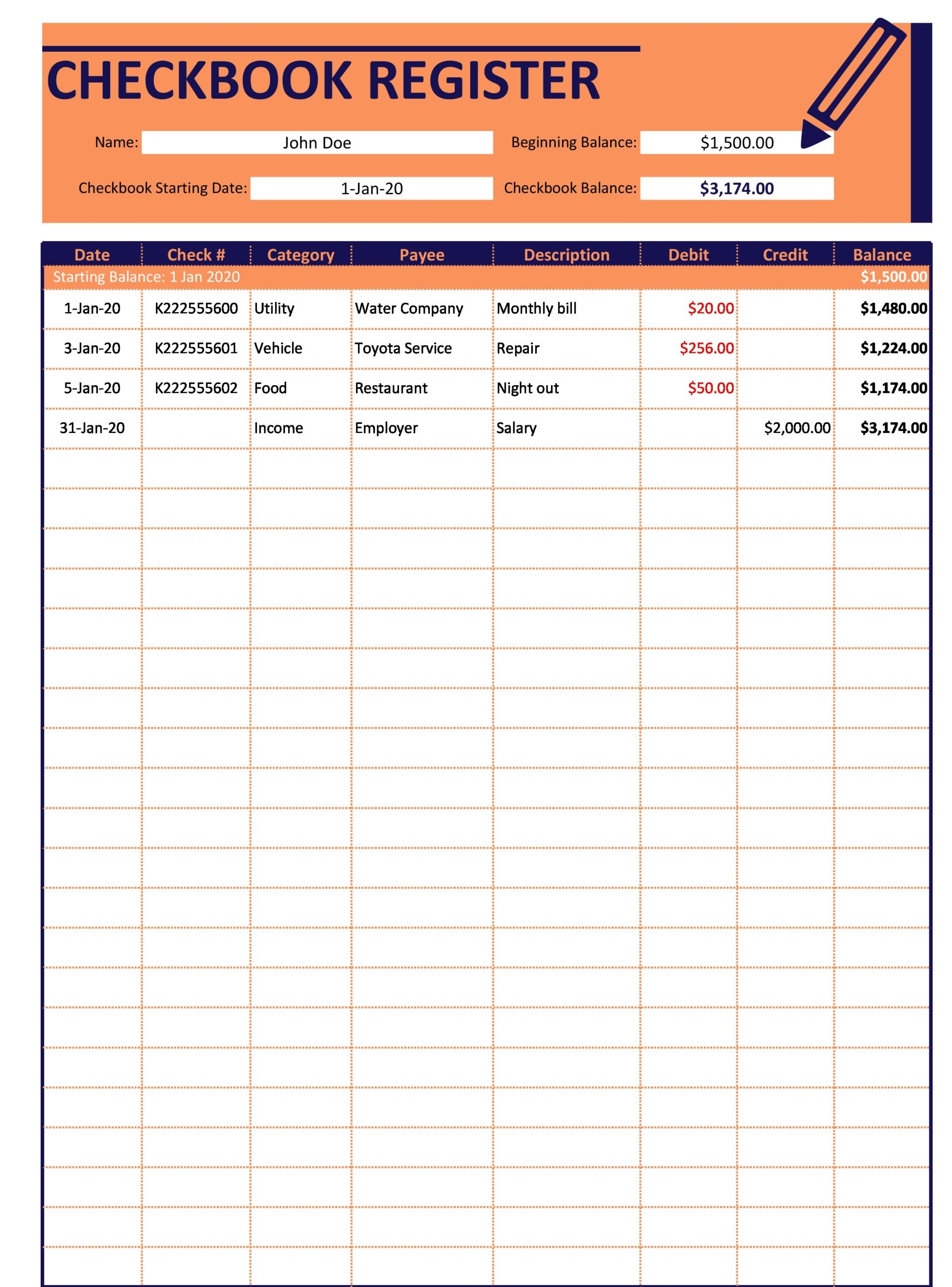 Free Printable Blank Check Register Template Excel Templates Bilarasa