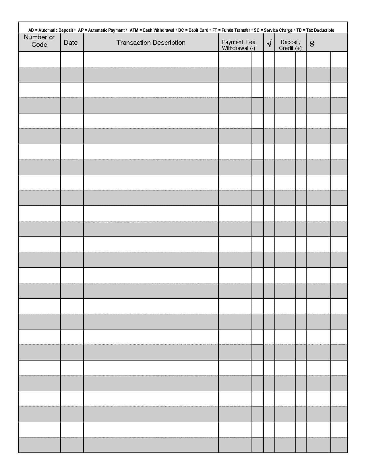 Free Printable Blank Check Register Template Excel Templates Bilarasa
