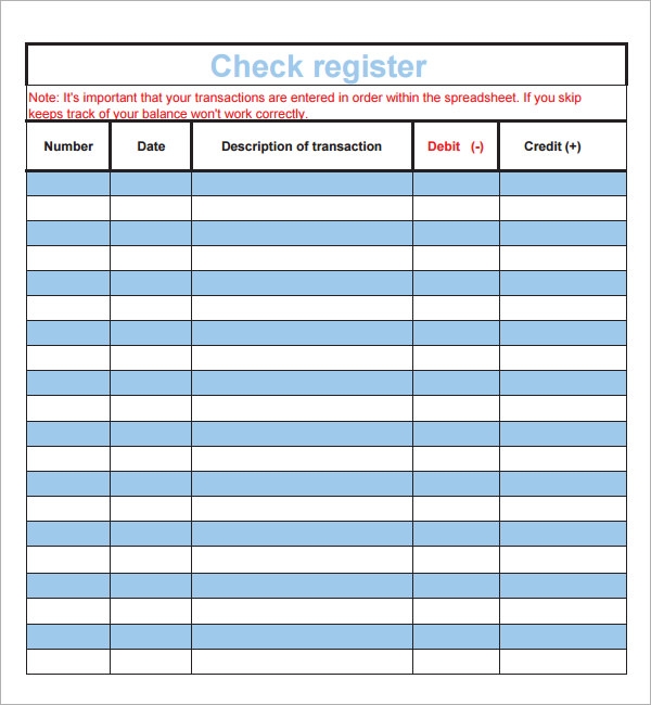 Free Printable Blank Check Register Template Templates Printable
