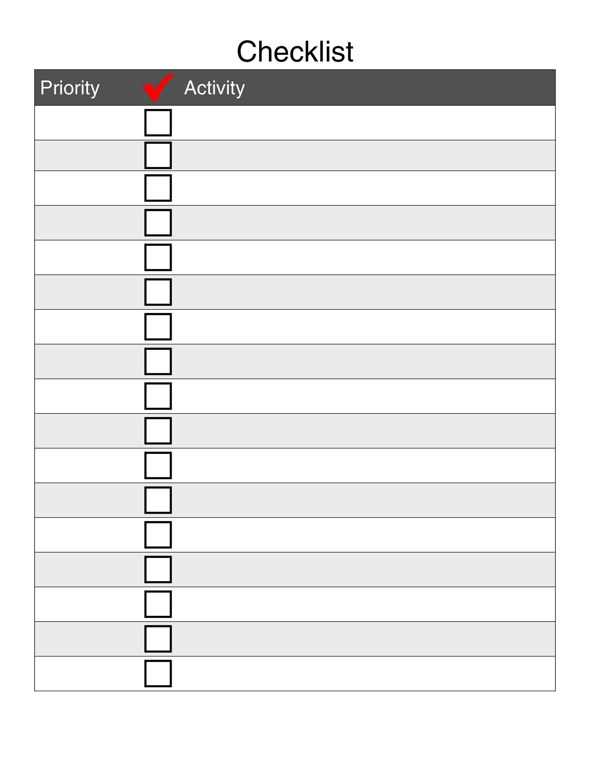 Free Printable Blank Checklist Template Printable Forms Free Online