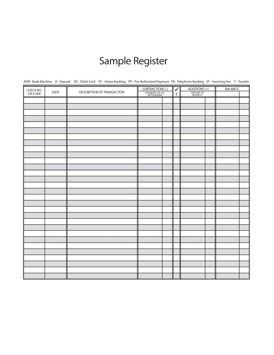 Free Printable Check Register With Running Balance Free Printable