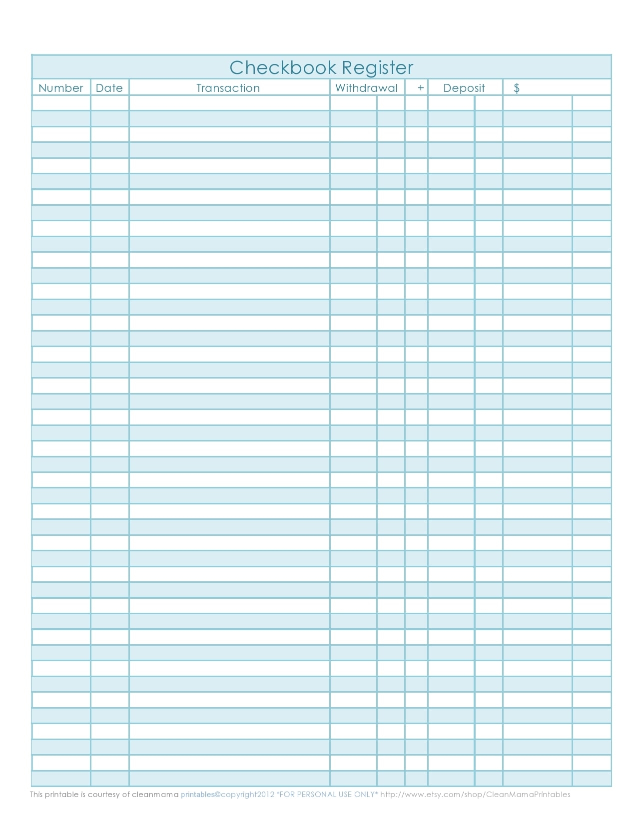 Free Printable Checkbook Register Template Polfmed