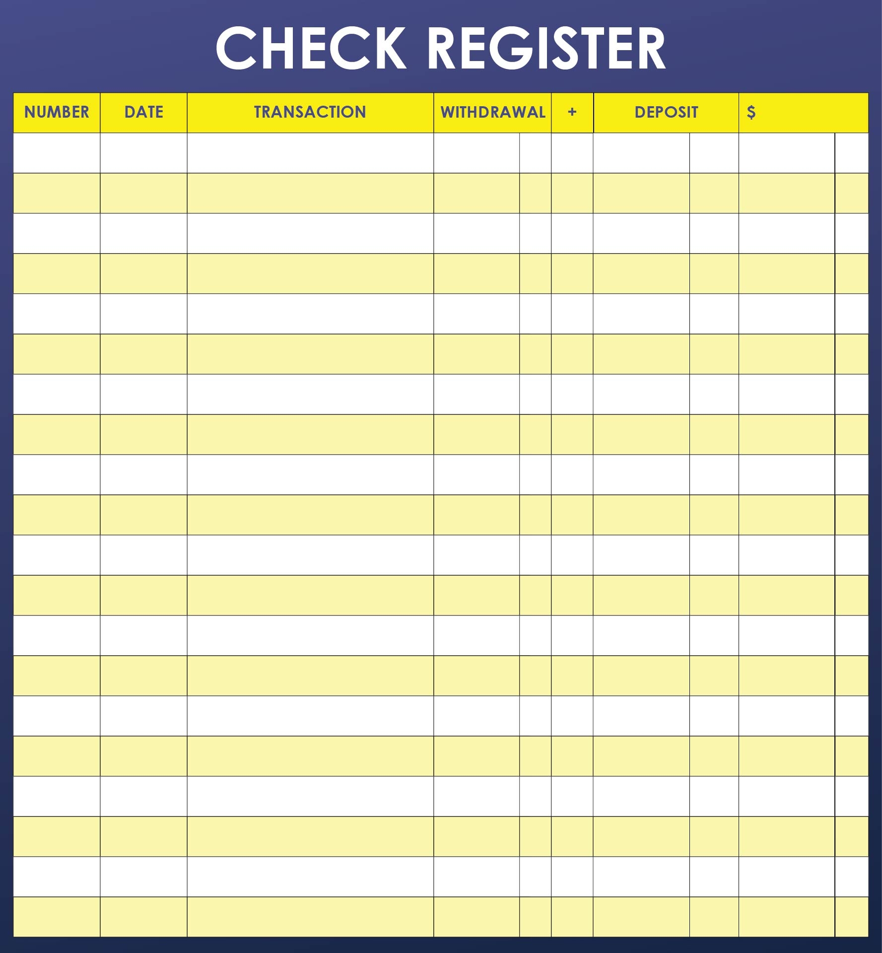 Free Printable Checkbook Register Template Printable Templates
