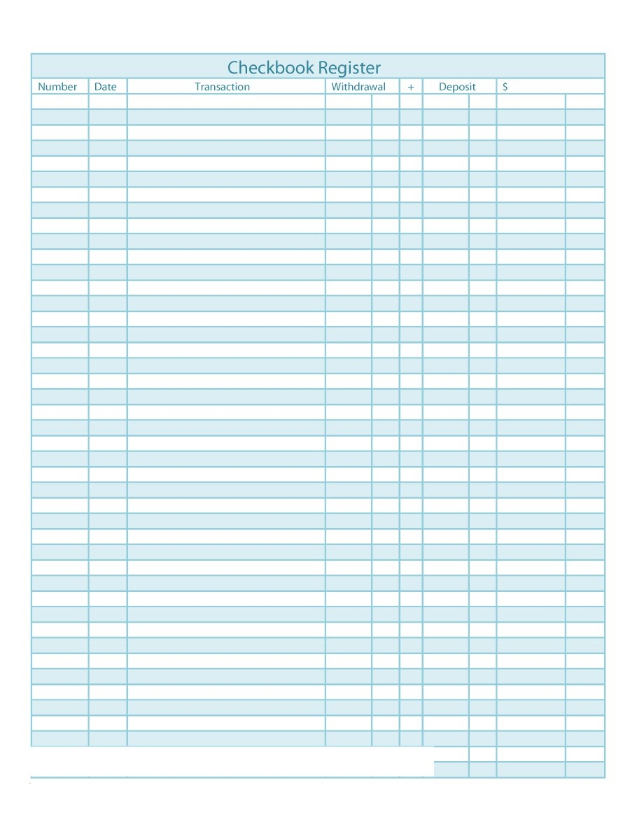 Free Printable Checking Account Register Template Printable Forms 