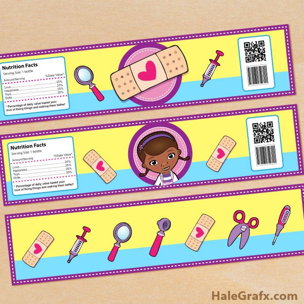 FREE Printable Doc McStuffins Water Bottle Labels