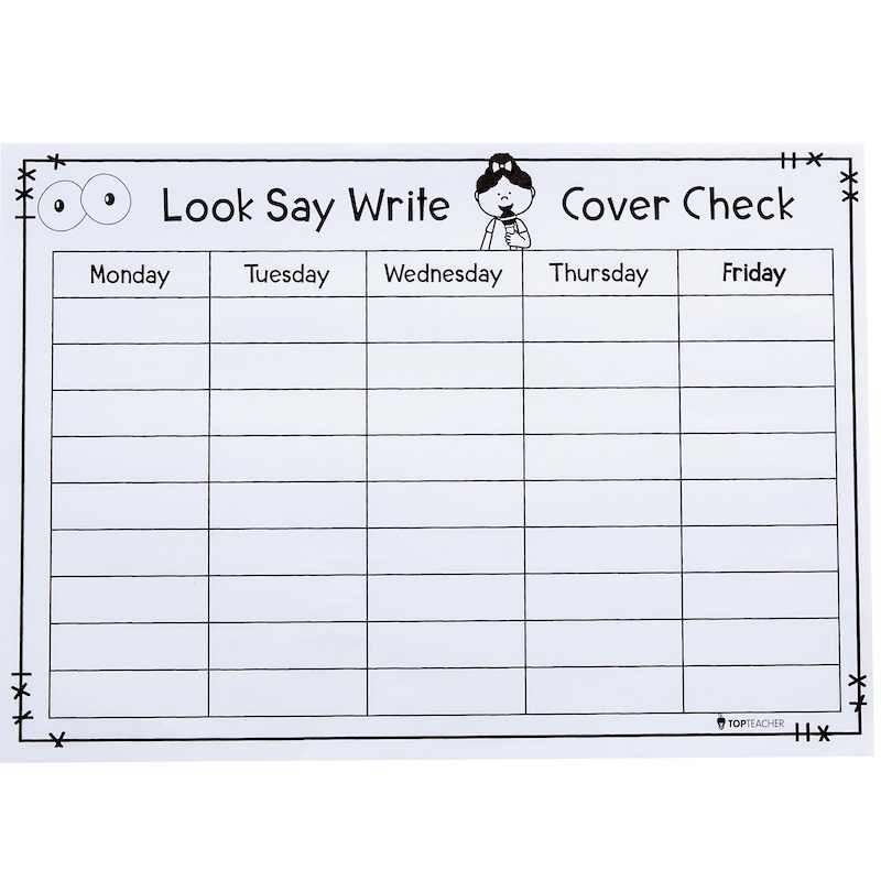 Free Printable Look Say Cover Write Check Template Nisma Info