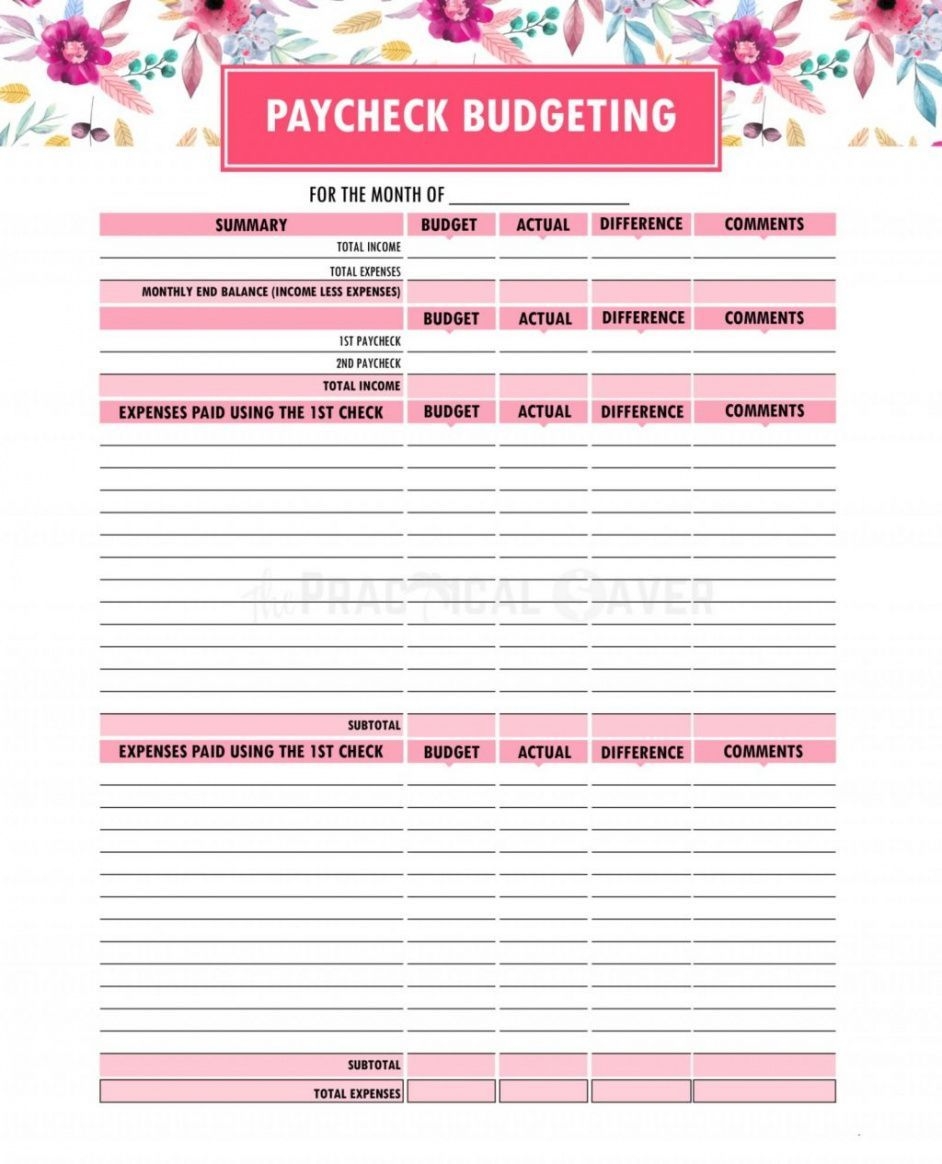 Free Printable Paycheck Budget Worksheets