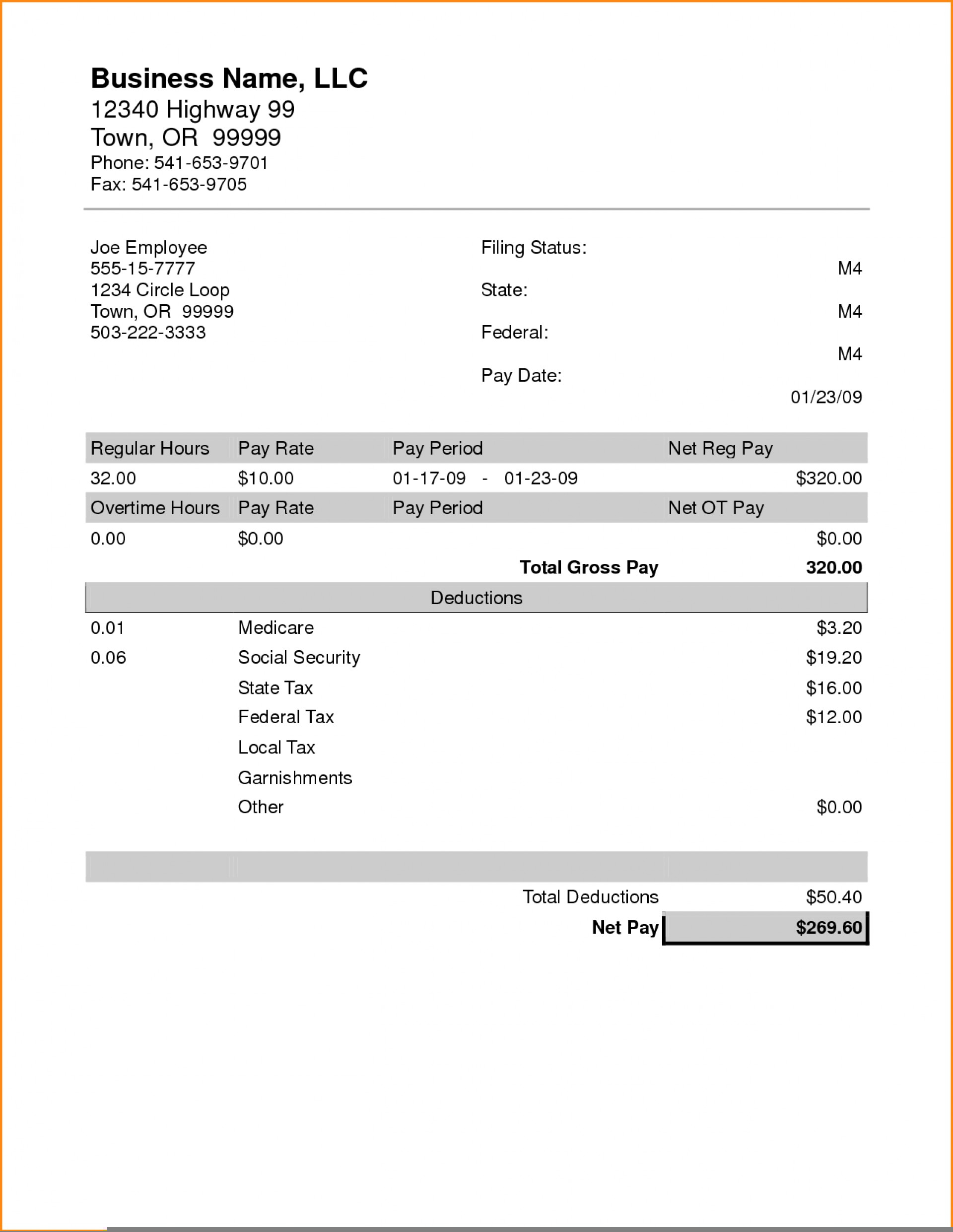 Free Printable Payroll Check Stubs Create Professional Pay Stubs Fast 