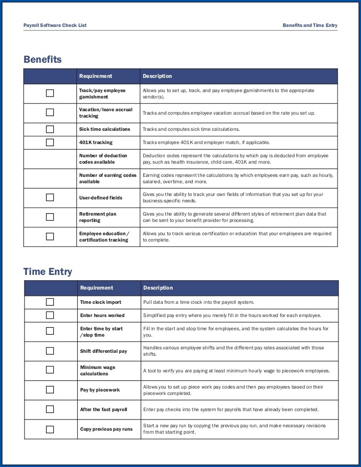  Free Printable Payroll Checklist Template Checklist Templates