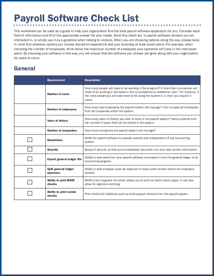  Free Printable Payroll Checklist Template Checklist Templates